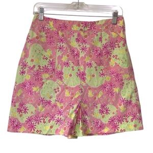 Vintage Lilly Pulitzer Pink Green Floral Skort skirt shirts size 6